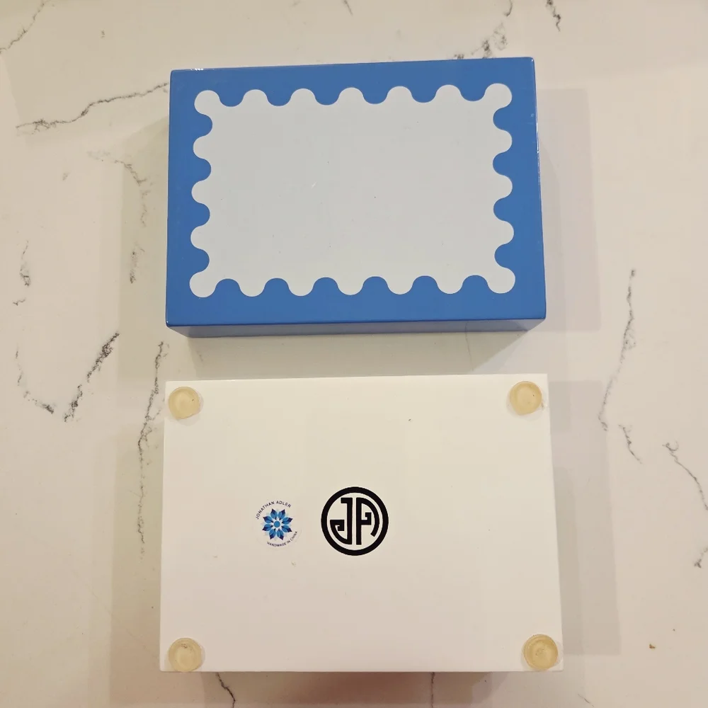 JONATHAN ADLER PLAYING CARDS 2 DECK SET RIPPLE WAVY BLUE WHITE BOX TRINKET